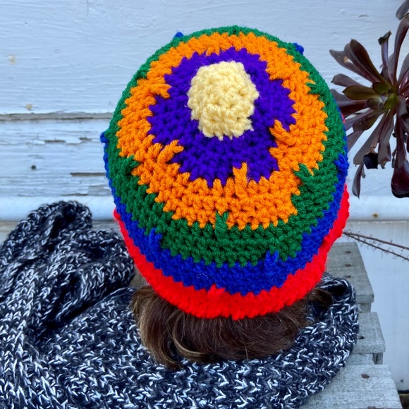 Crocheted beanie with beard